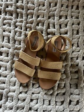 Steve Madden Natural Woven Triple Strap Ankle Sandals